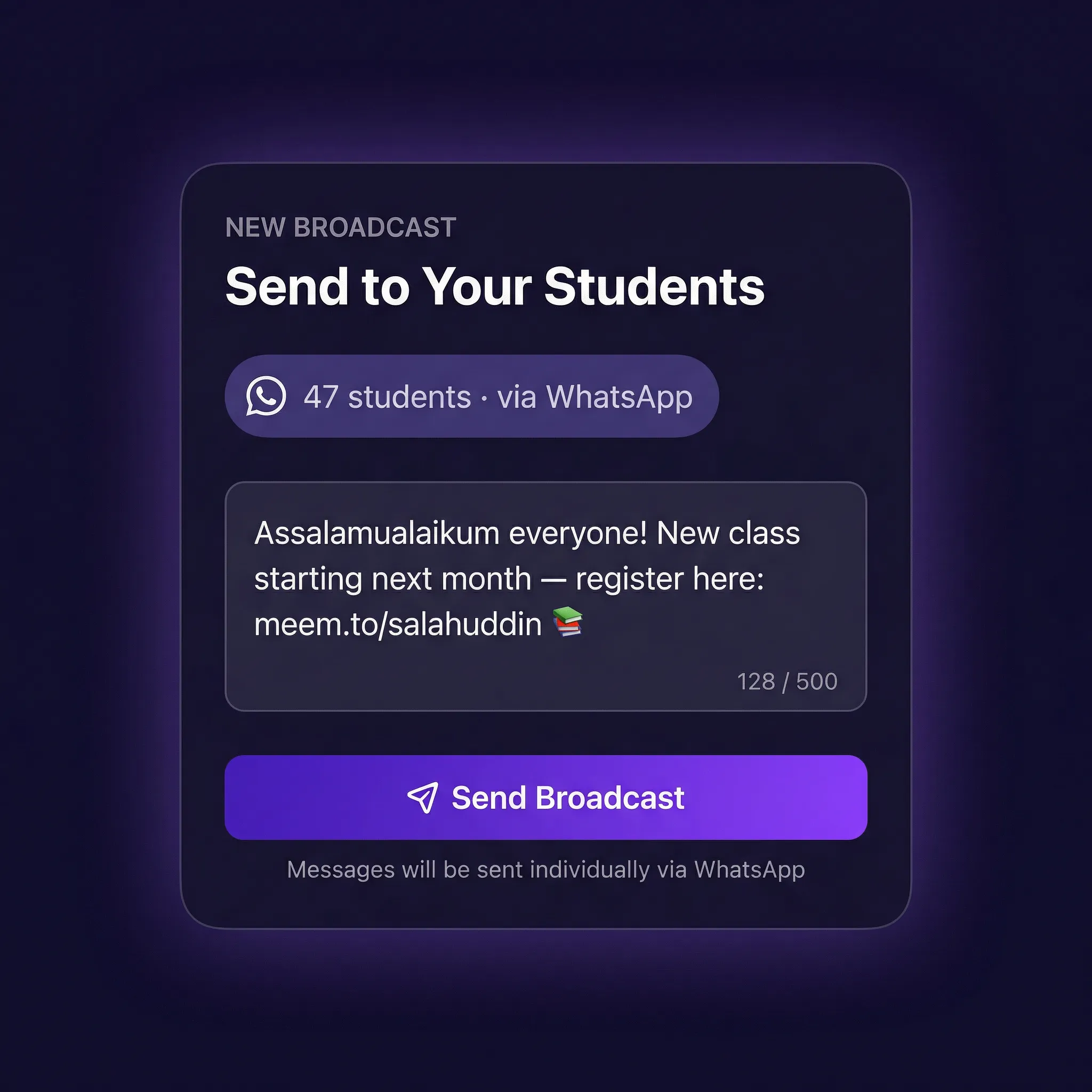 Broadcast to Students & Clients