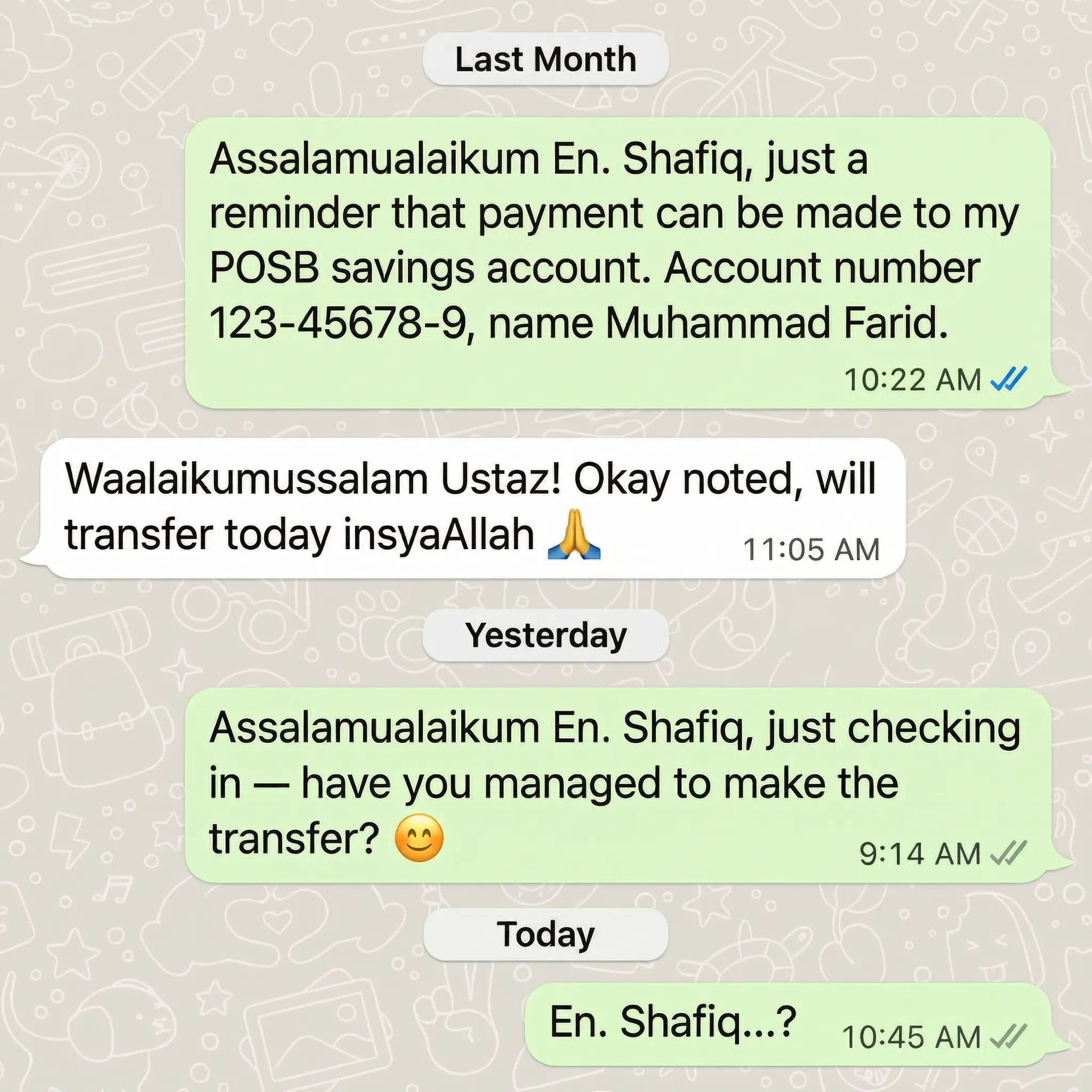 Minimise awkward chats on payments